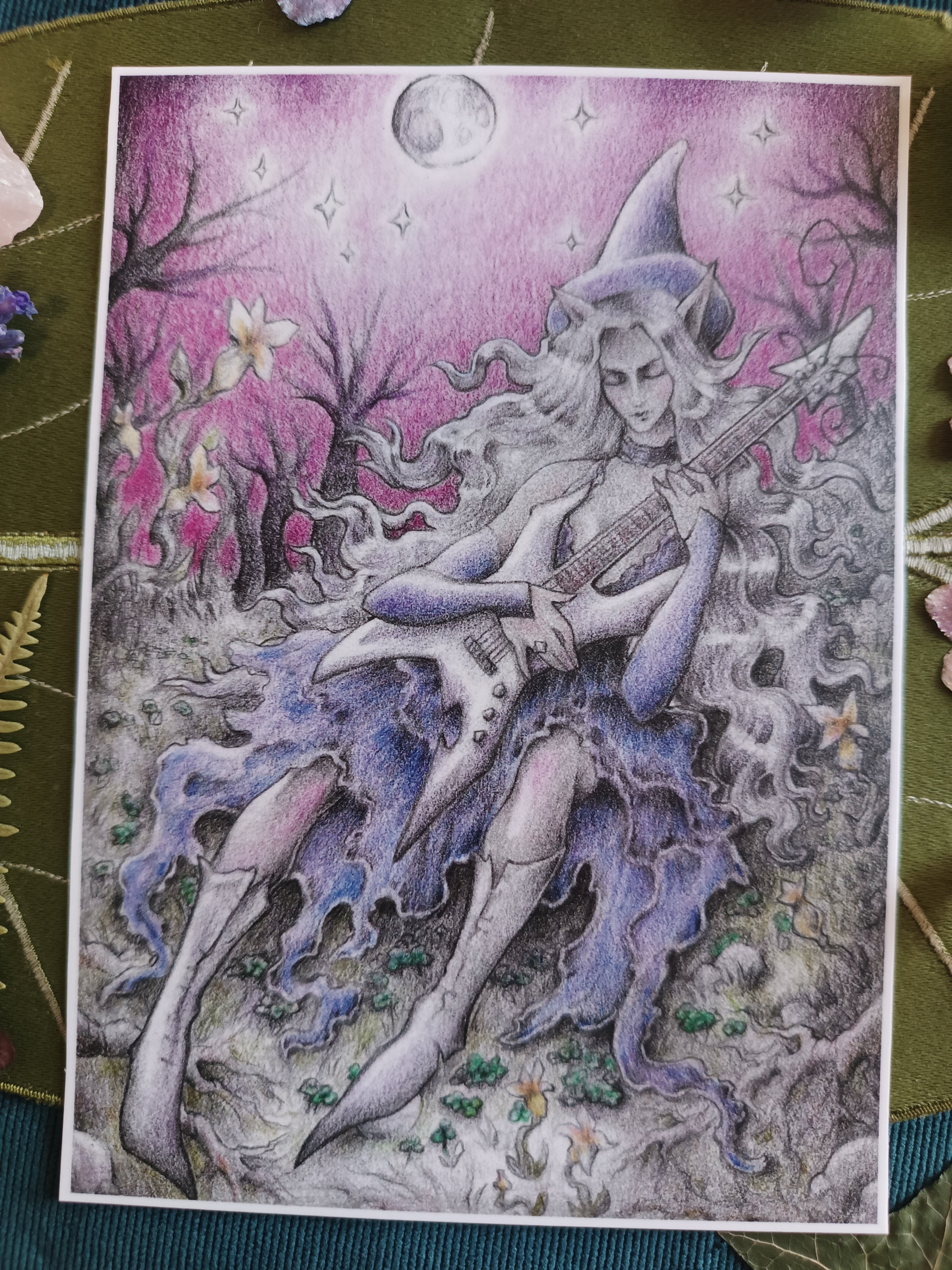 Large card GUITARE AU CLAIR DE LUNE