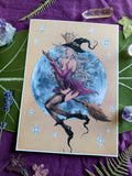 A5 card SORCIERE TRES CHOUETTE