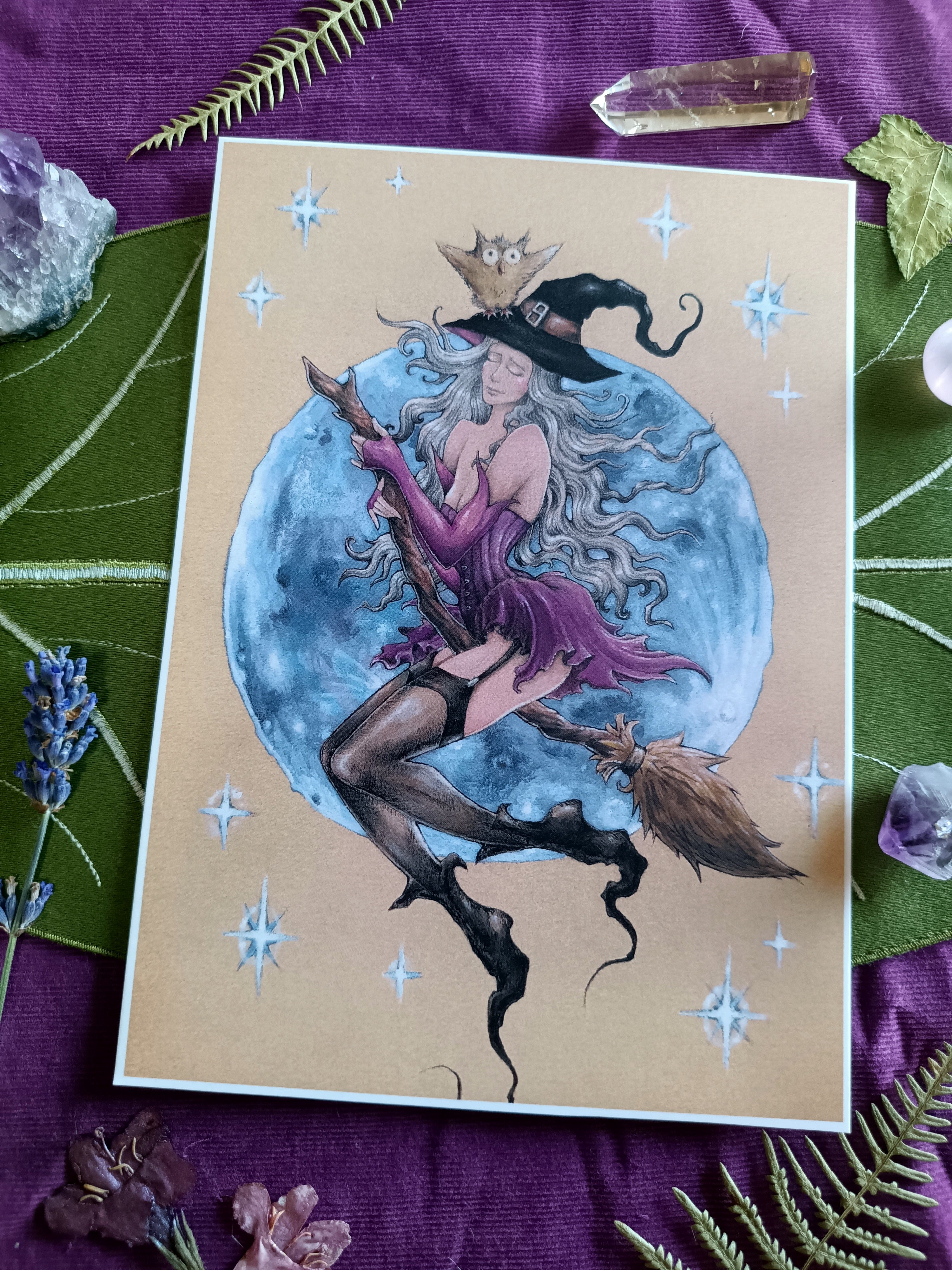 A5 card SORCIERE TRES CHOUETTE
