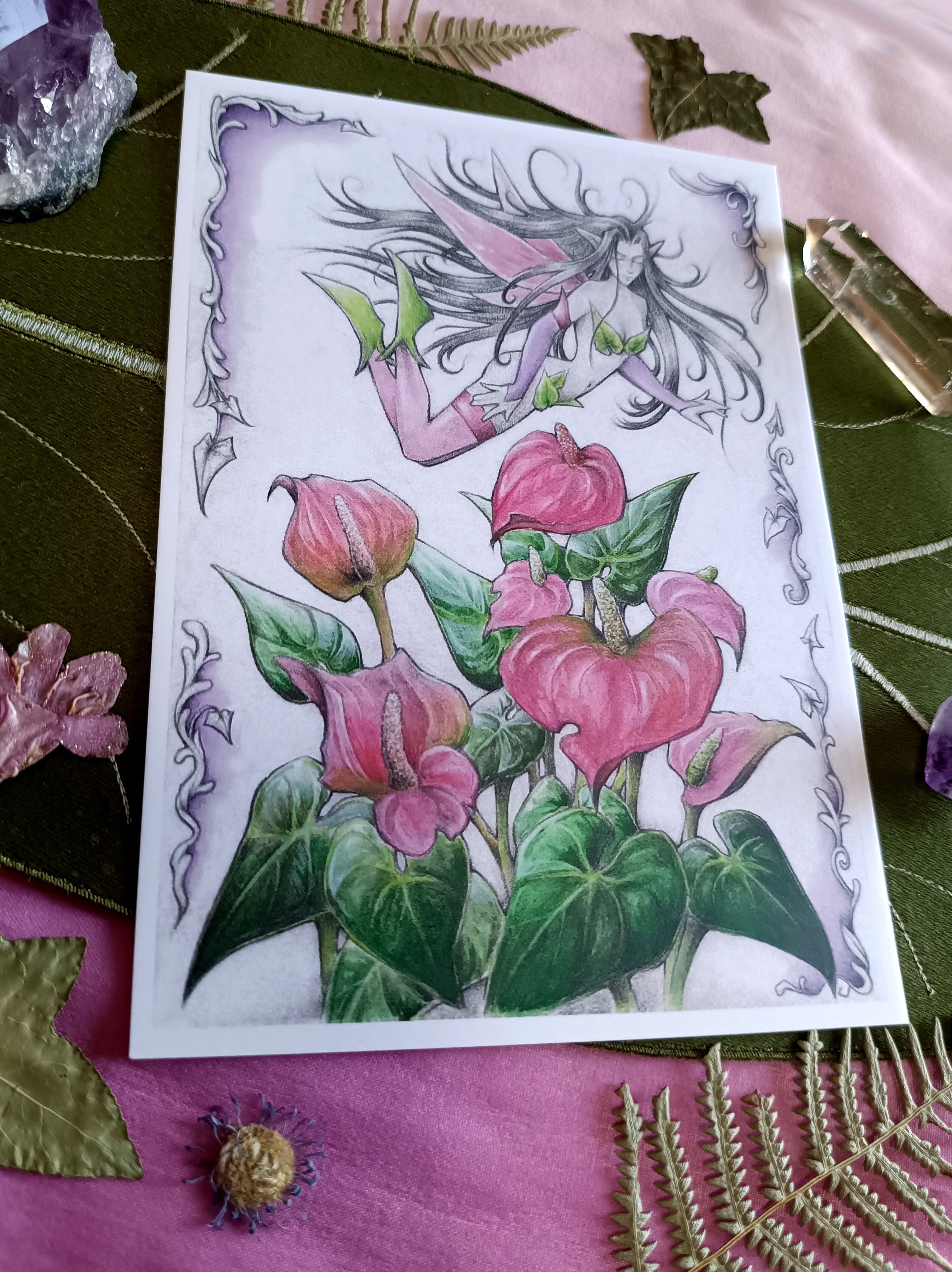 Large card FEE DES ANTHURIUMS