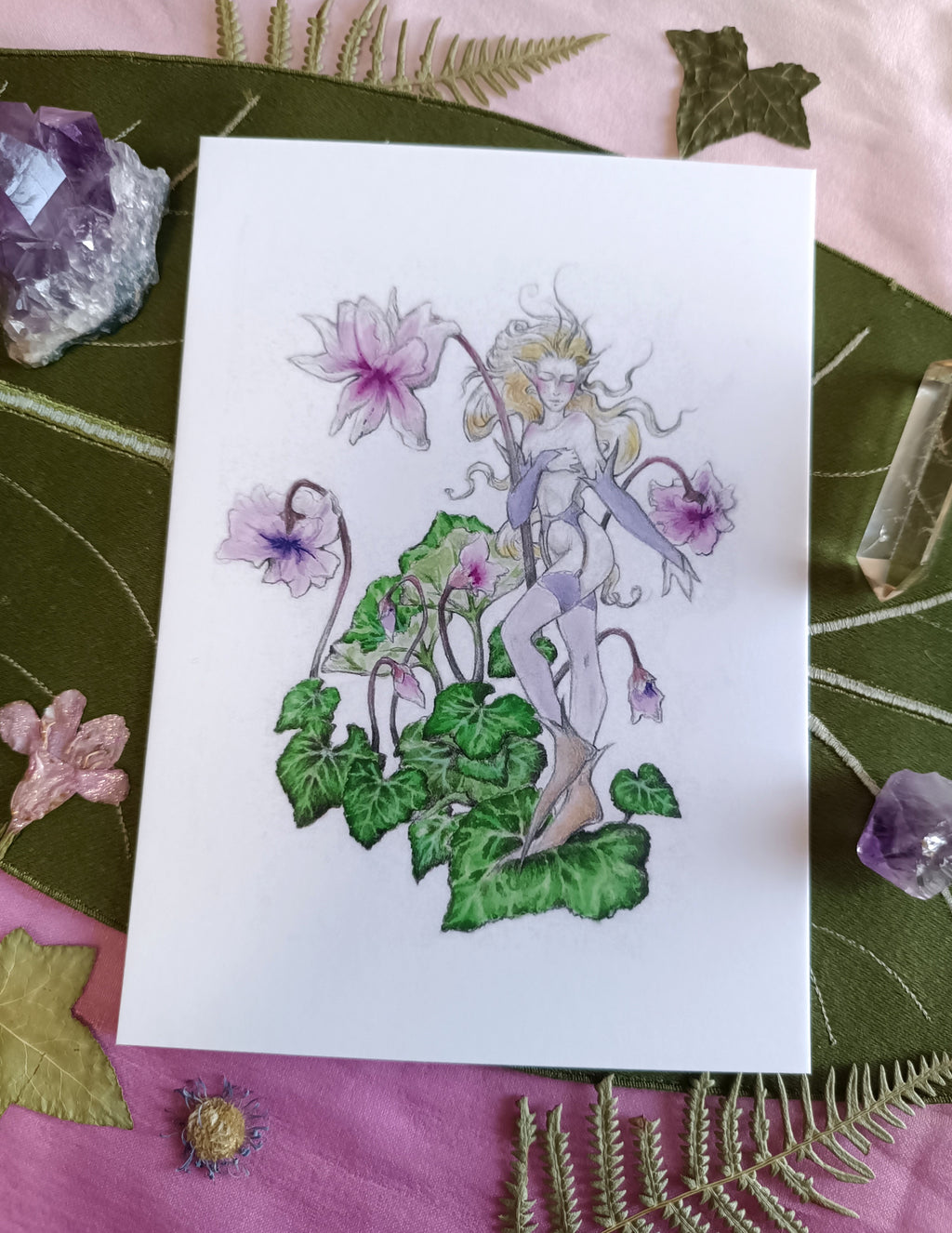 Large card FEE DES CYCLAMENS