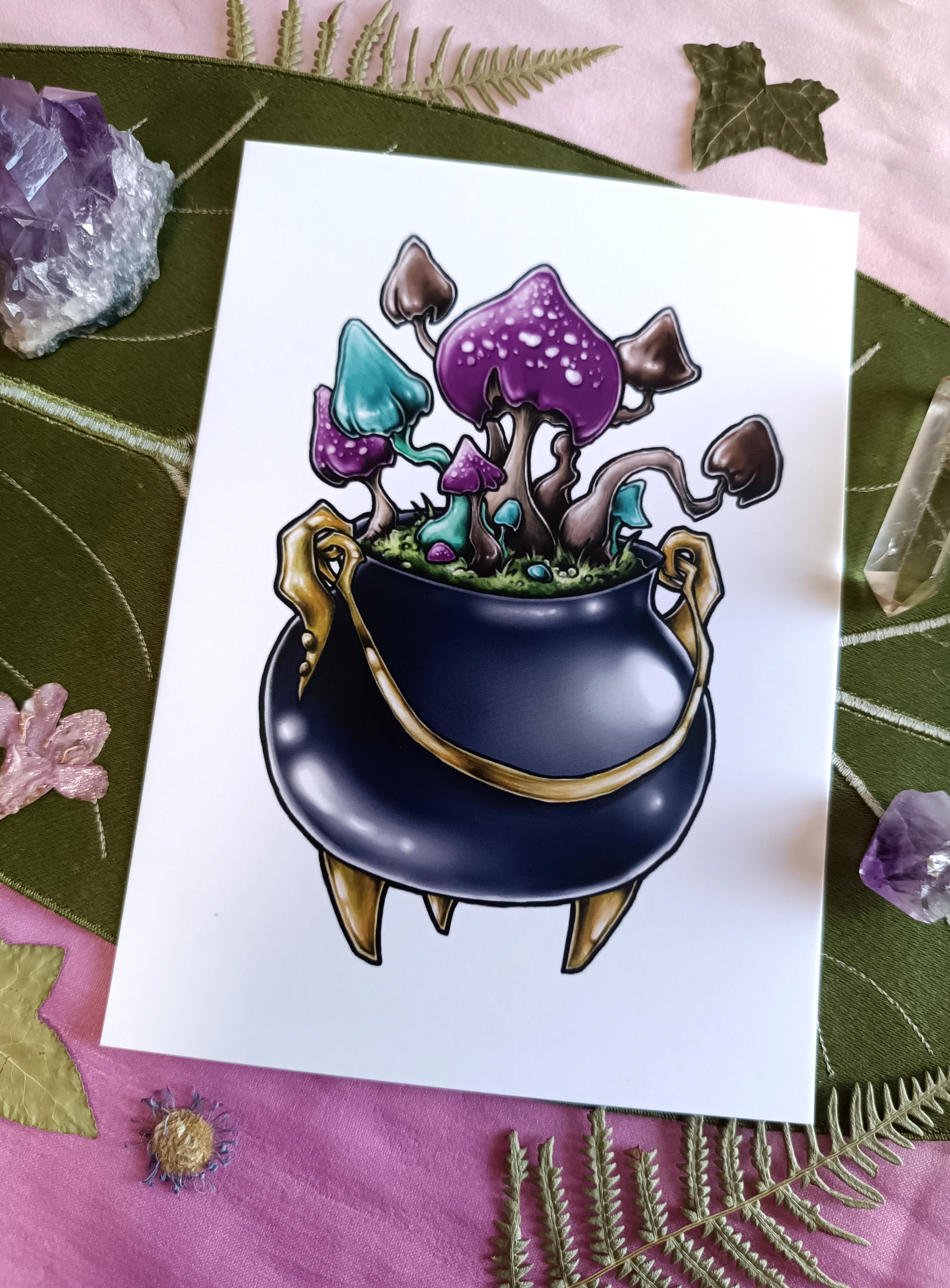 Large card CHAUDRON ET CHAMPIGNONS