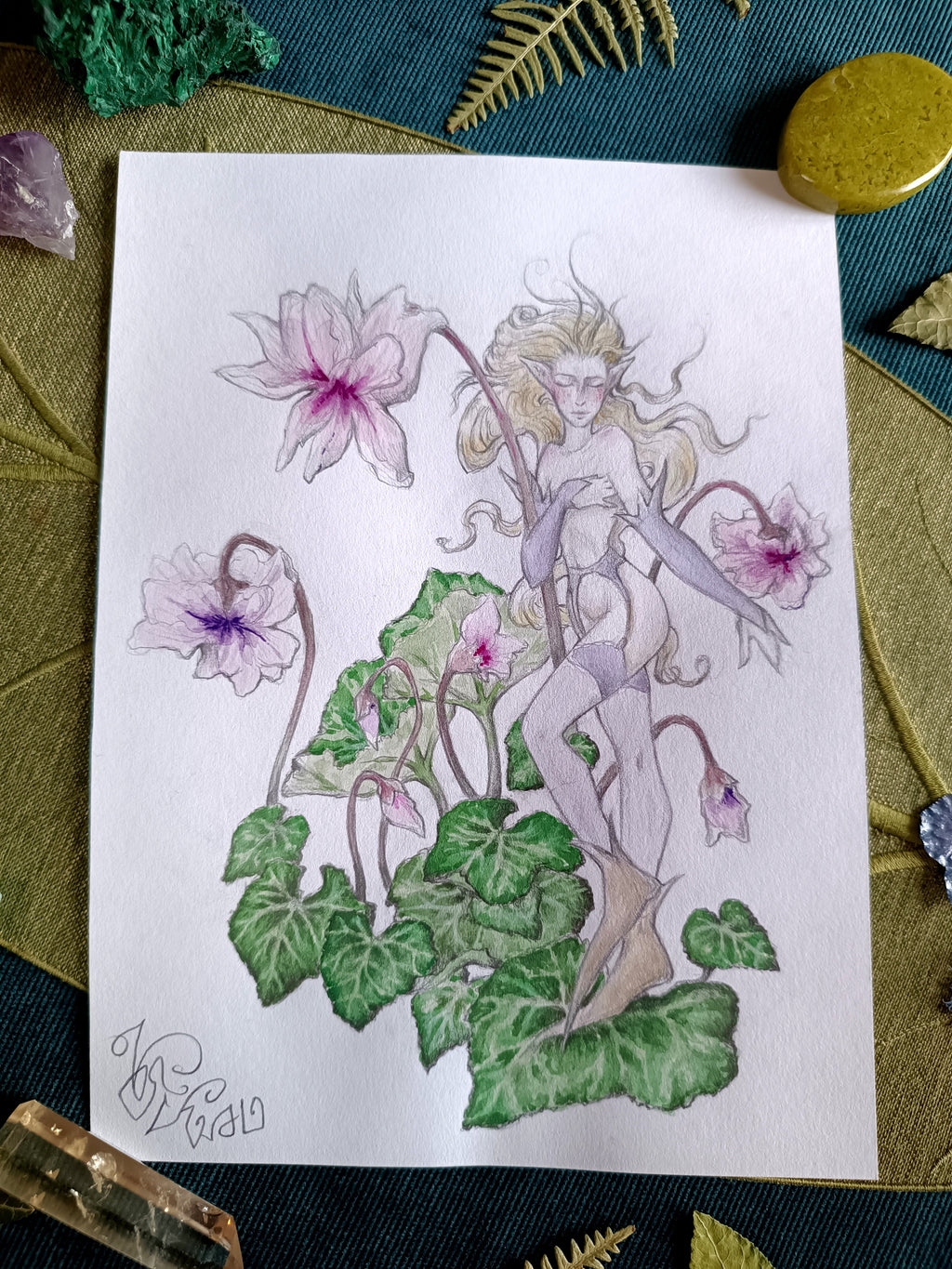 Original art FEE DES CYCLAMENS